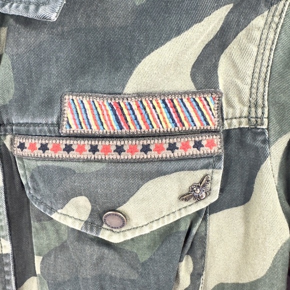 Abercrombie & Fitch Womens Trophy Camo Military Jacket Size XS Army Patch Badges - Picture 3 of 11
